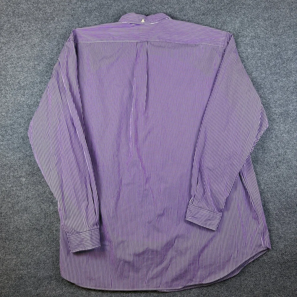 Polo Ralph Lauren Shirt Mens 3XLT Purple White Striped Cotton Poplin Button Up